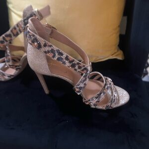 Jessica Simpson Glitter and Leopard Strappy Heels New W/O Tags